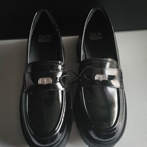 Madden NYC Black Patent Leather Penny Loafers 1